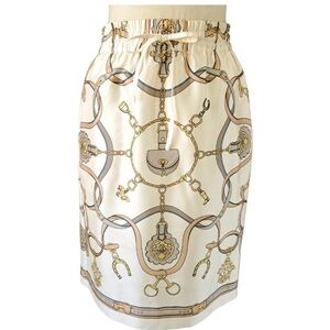 NEW J. McLaughlin White and Gold Printed Pencil Skirt